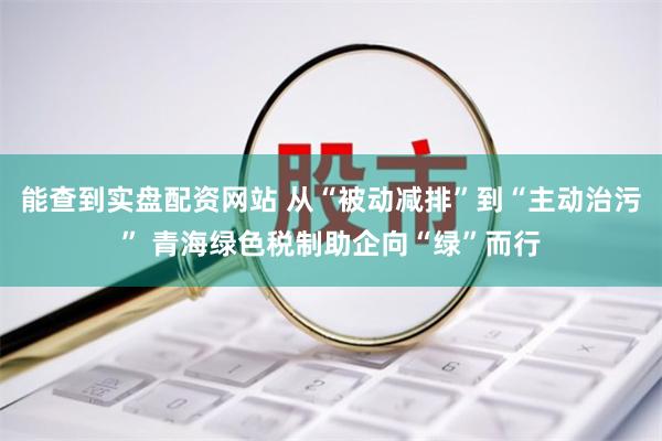 能查到实盘配资网站 从“被动减排”到“主动治污” 青海绿色税制助企向“绿”而行