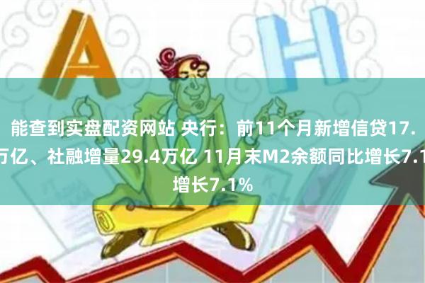 能查到实盘配资网站 央行：前11个月新增信贷17.1万亿、社融增量29.4万亿 11月末M2余额同比增长7.1%